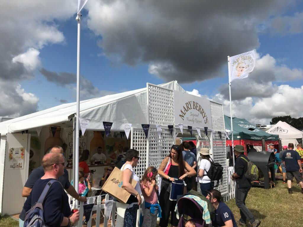 Busy Mary Berry's Foods marquee at CarFest South 2018