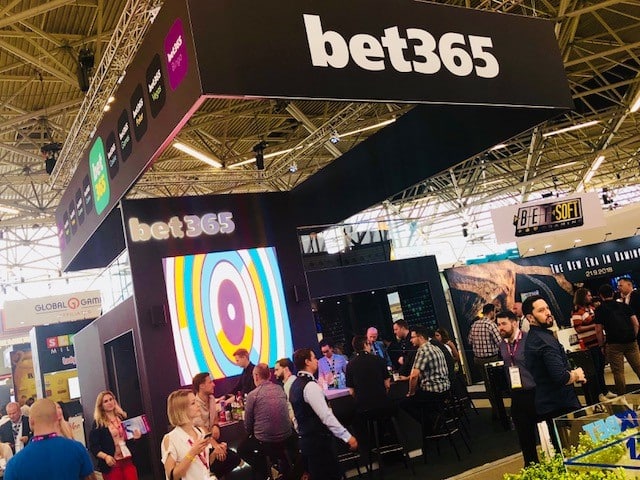 multi storey exhibition stand for bet365 with large ledskin videowall