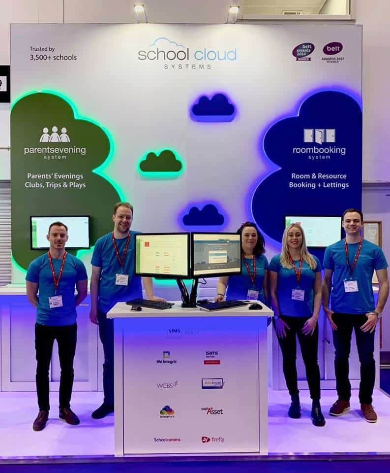 BETT exhibition stand for School Cloud showing staff