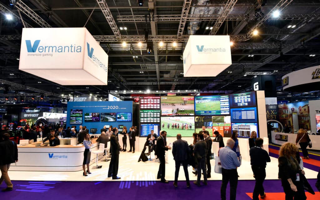 Vermanitia exhibition stand ICE 2019 with huge curved ledskin panel video wall